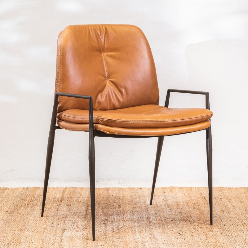 Silla Cuero Seriema Cognac