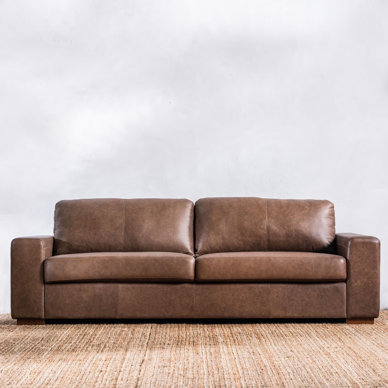 Sillón Cuero Deeni 3 cuerpos Chocolate