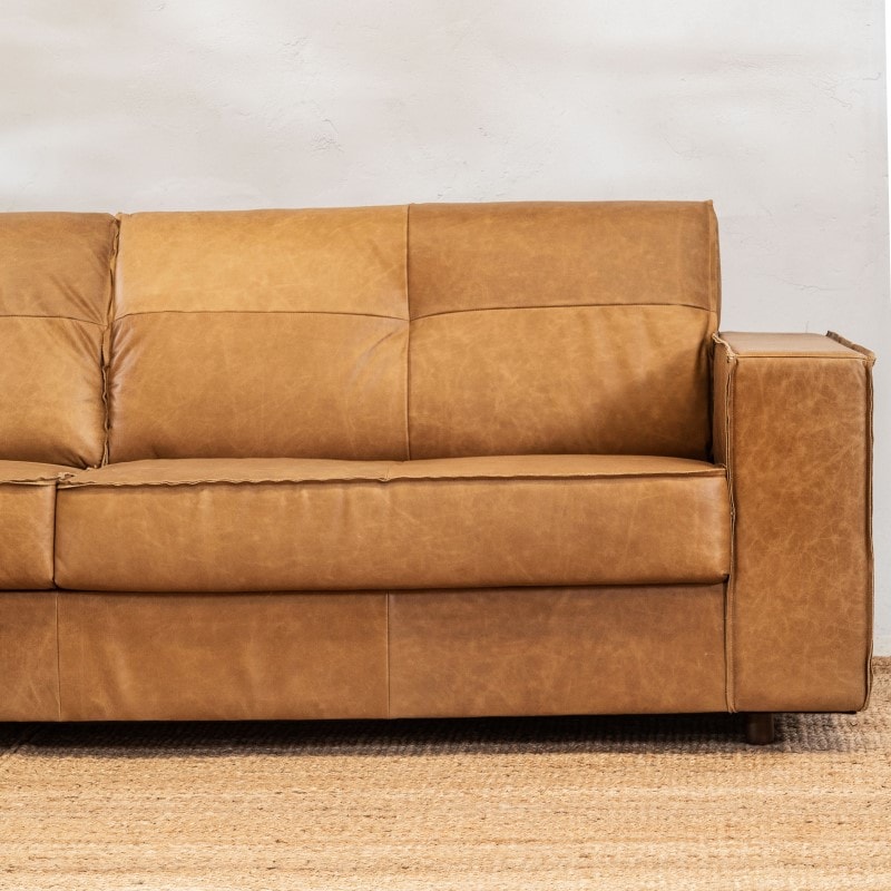 Sillón Cuero Avan 3 Cuerpos Amendoa
