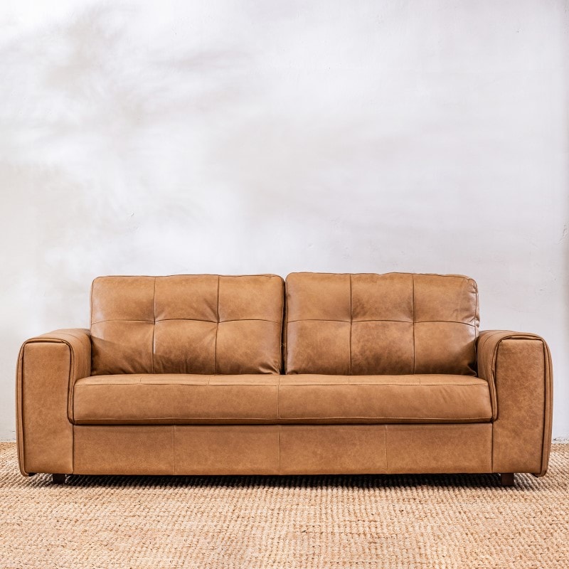 Sillón Cuero Raffaello 3 cuerpos Amendoa