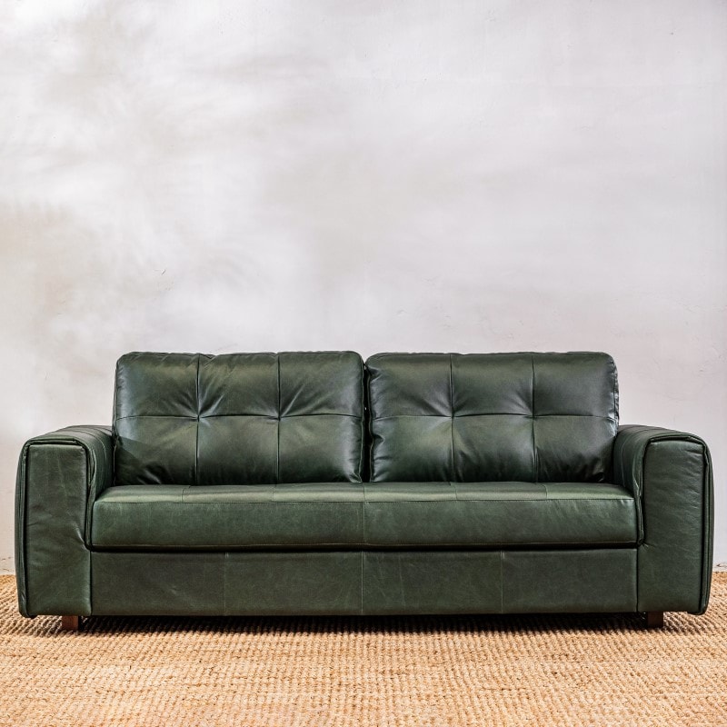 Sillón Cuero Raffaello 3 cuerpos Verde