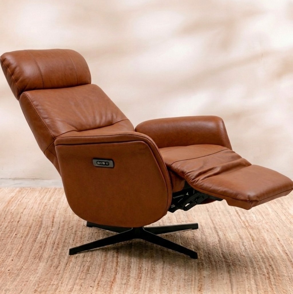 Sillón Reclinable Cuero Aura Amendoa