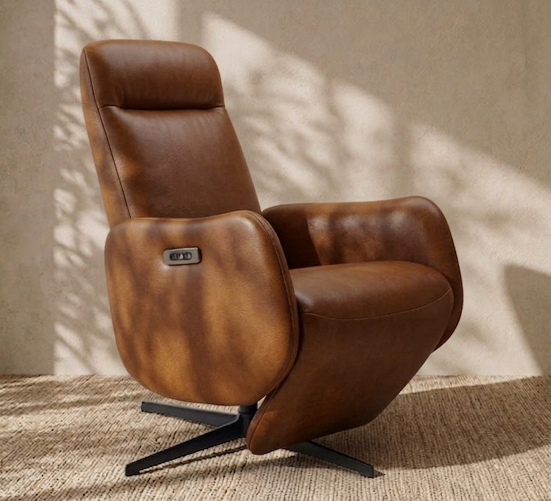 Sillón Reclinable Cuero Aura Amendoa