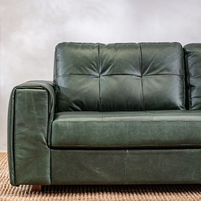Sillón Cuero Raffaello 3 cuerpos Verde
