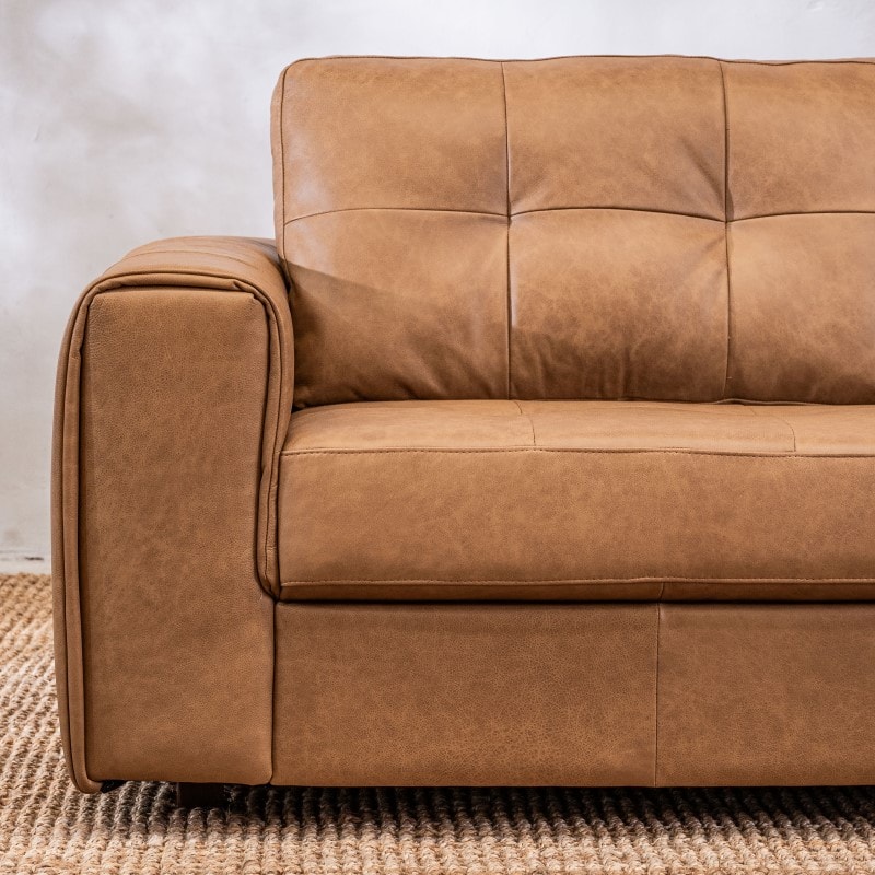 Sillón Cuero Raffaello 3 cuerpos Amendoa