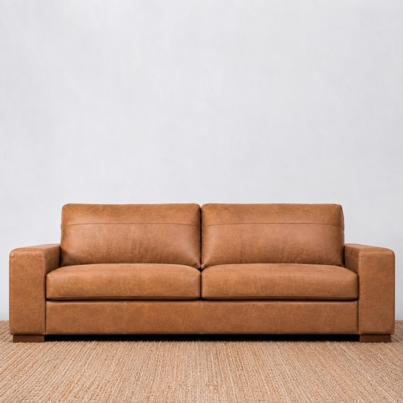 Sillón Cuero Octavio 3 cuerpos Amendoa