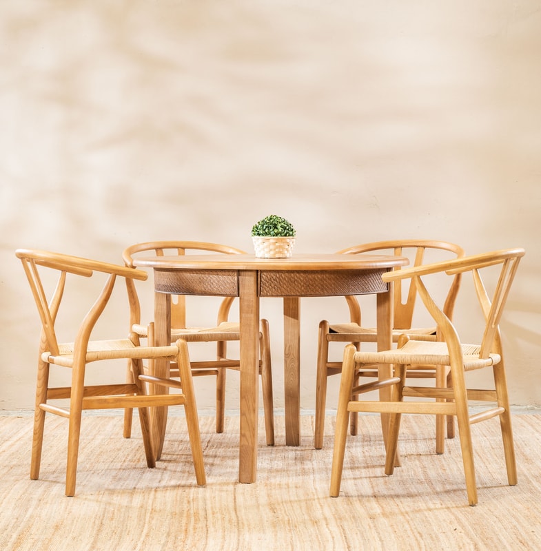 Juego de comedor Elm+4 Ellie teca