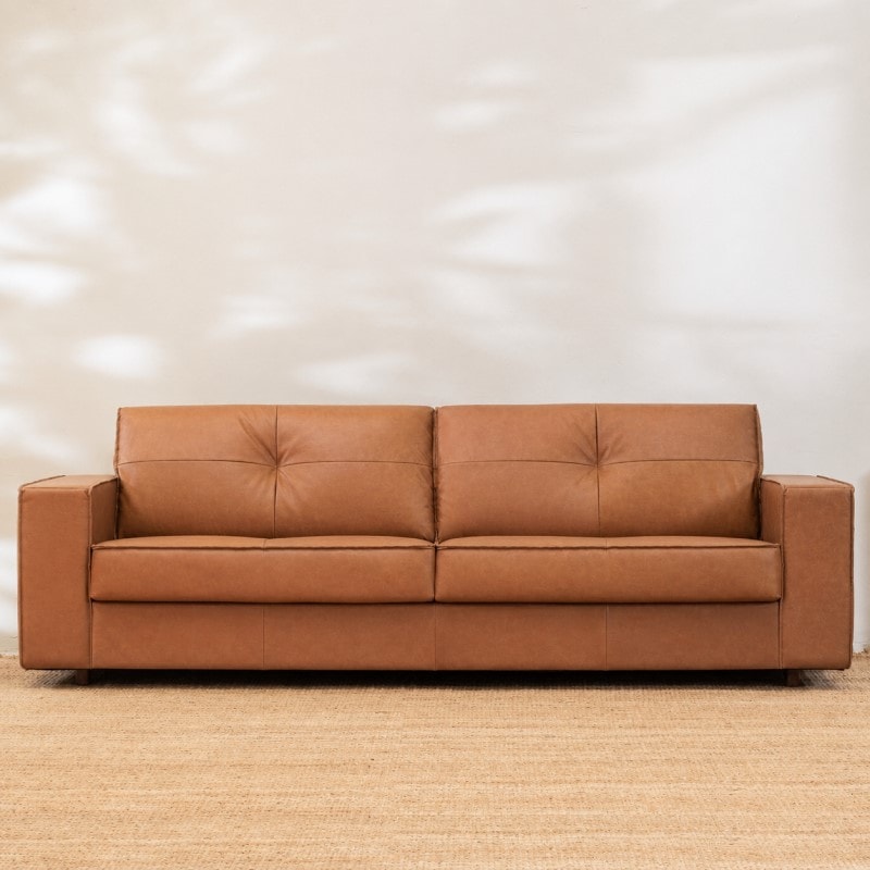 Sillón Cuero Avan 3 Cuerpos Amendoa