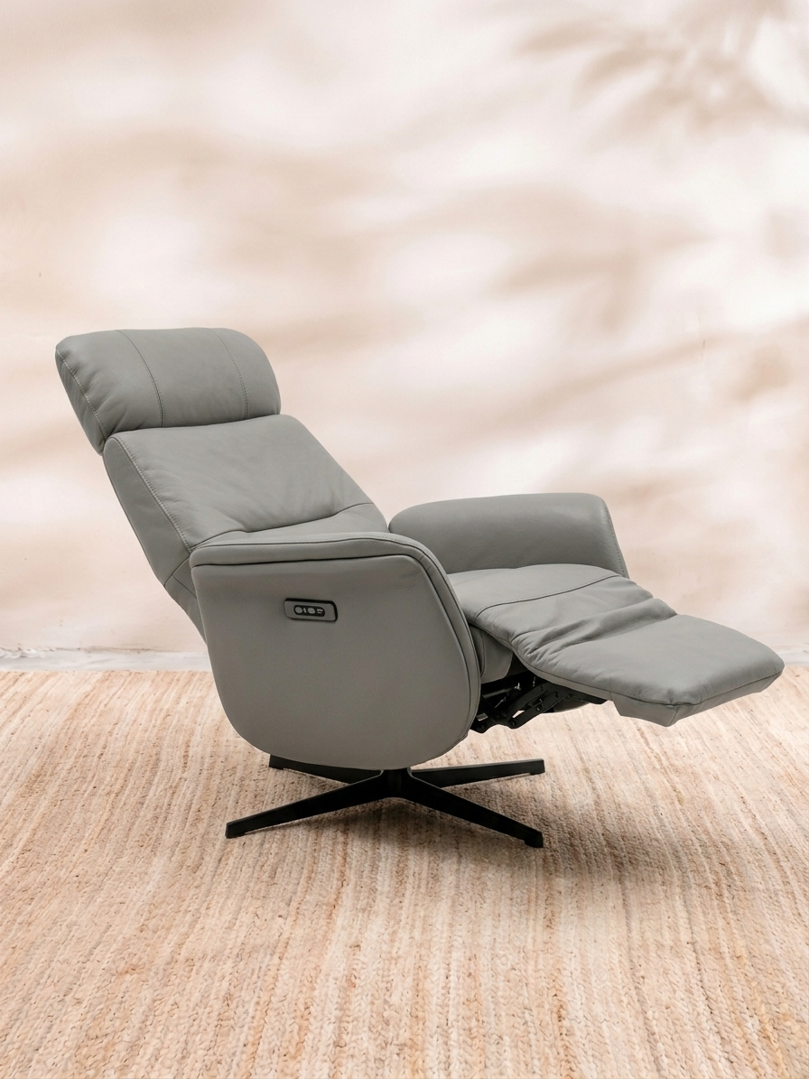Sillón Reclinable Cuero Flora Gris