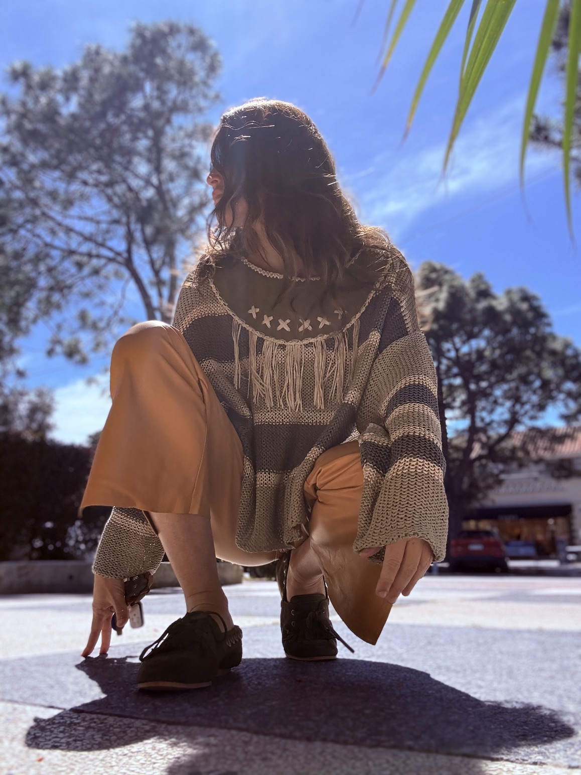 Leather yarn Sweater