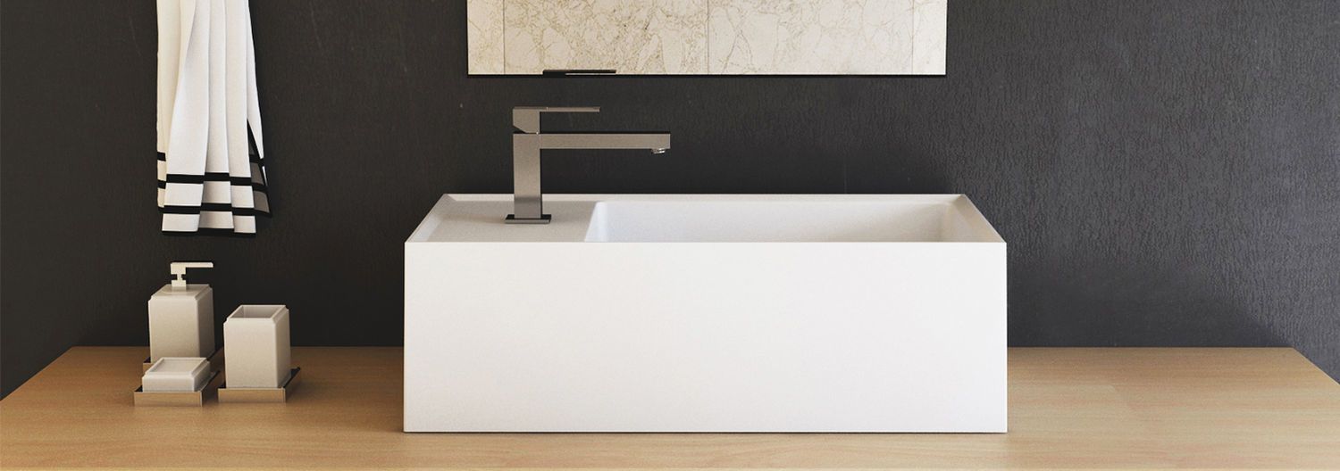 SABBIA ESQUADRO 25 BLANCO MATE BACHA SUSPENDIDA 1 PERFORACION  IZQ.  410 X 250 X 120 M