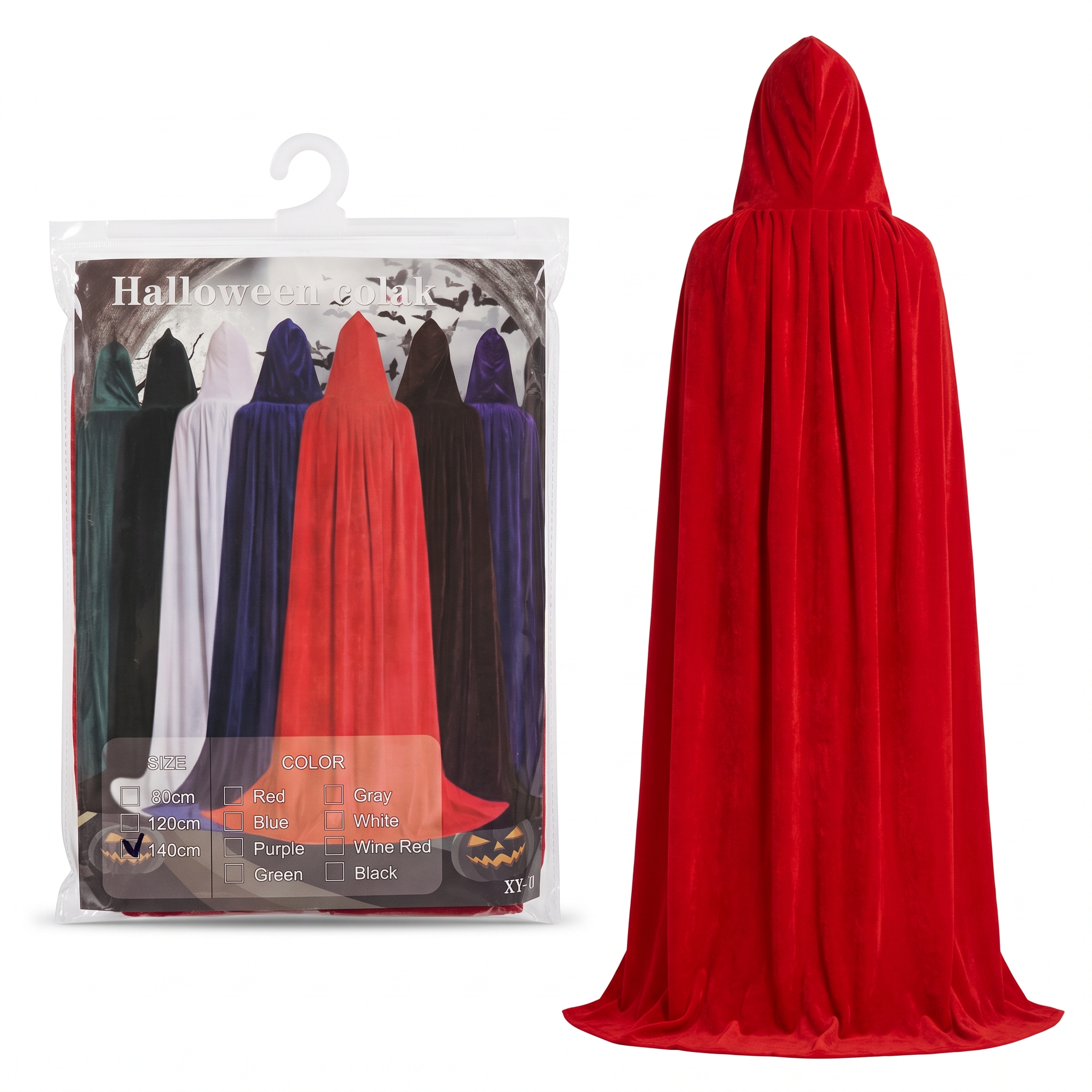 Capa Terciopelo Con Capucha Adulto Halloween 1.40cm
