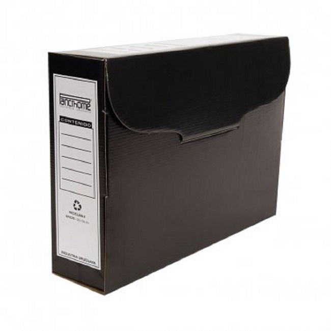 Caja Archivo Cartón 9cm Negra Pancrhome