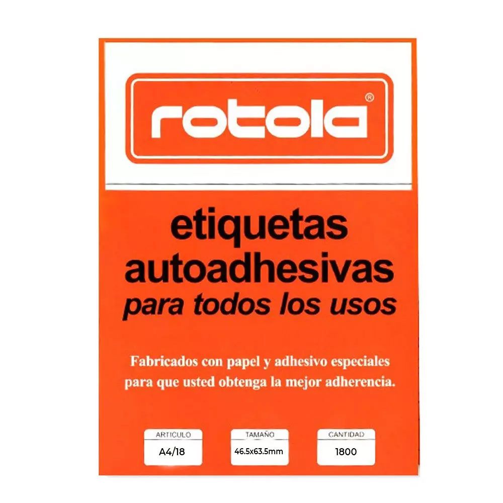 Etiquetas Imprimibles Rotola A4/18 1800 Unidades 63.5 x 46.5 mm