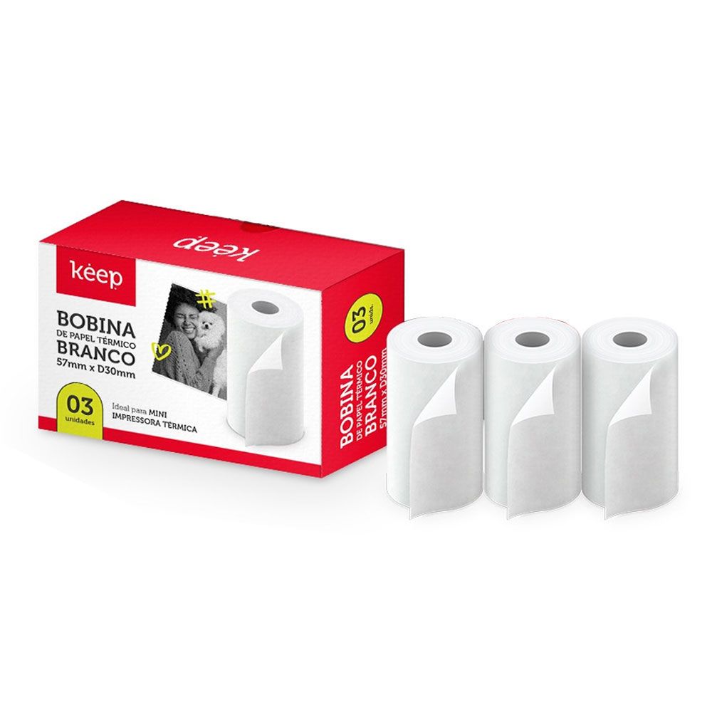 Pack x3 rollos papel térmico 57 x 30mm Keep