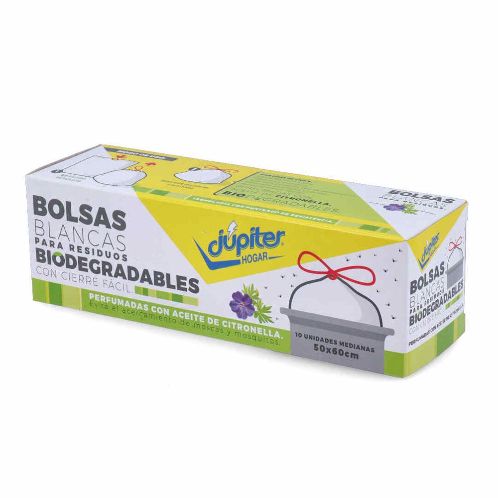 Bolsas de residuos cierre fácil 50 x 60 cm x 10 unidades Blanca Jupiter