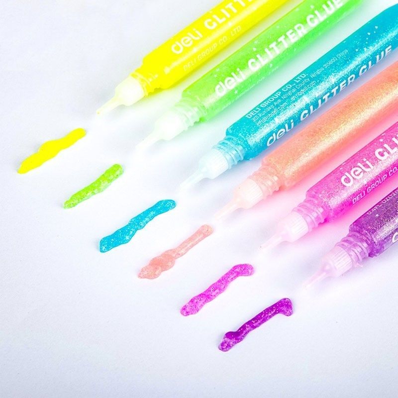 Adhesivo con Glitter 6 Colores 12ml Deli