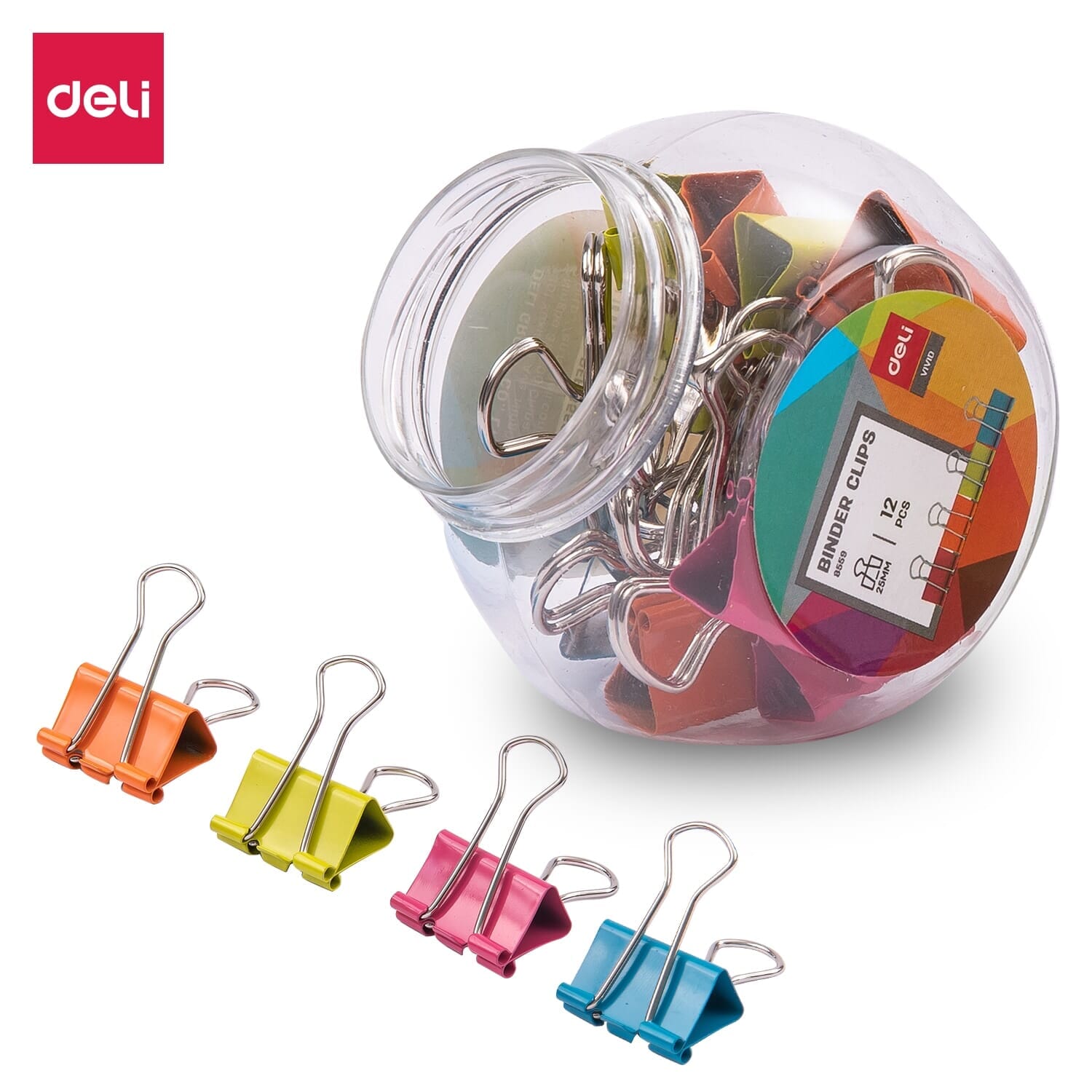 Aprieta Papel Doble Clip Colores 25mm X12 Deli