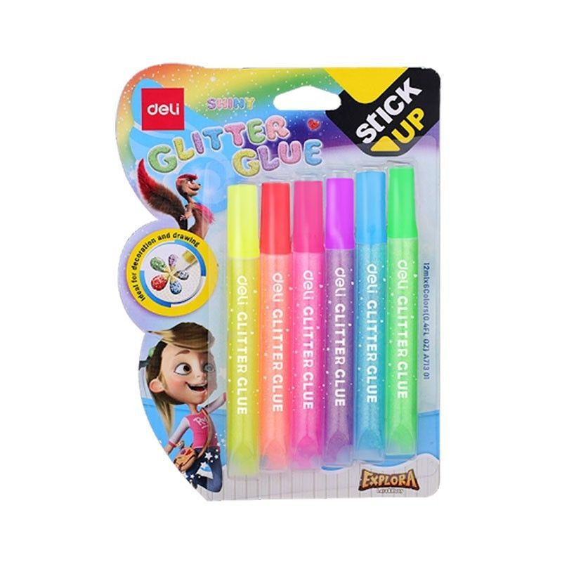 Adhesivo con Glitter 6 Colores 12ml Deli
