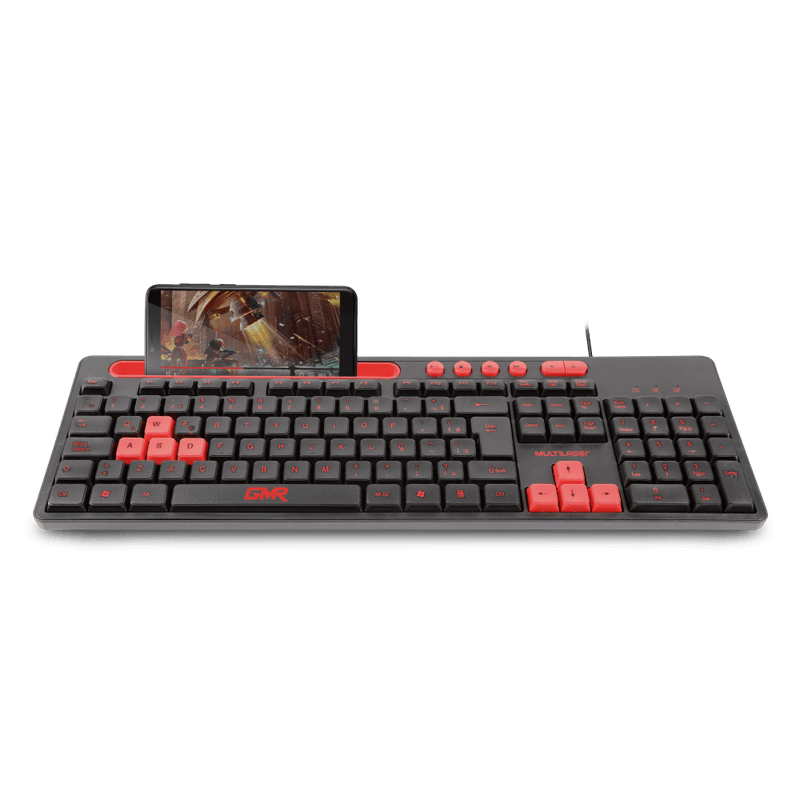 Teclado Gamer con apoyo de Smartphone Multilaser TC504 Negro/Rojo