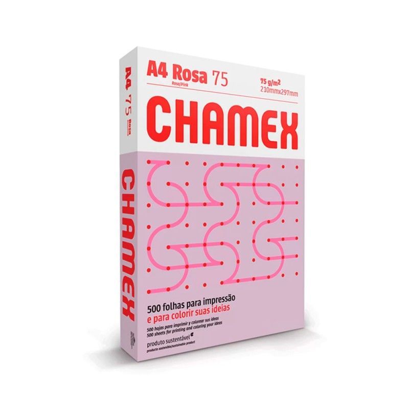 Papel Chamex A4 común 75G x500 hojas rosadas