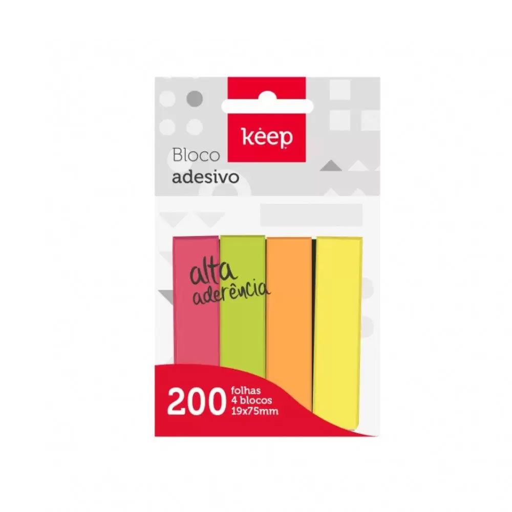 Notas Adhesivas 75 x 19mm Neón x4 Colores Keep