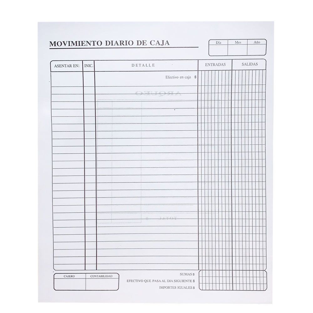 Formulario Movimiento Diario de Caja