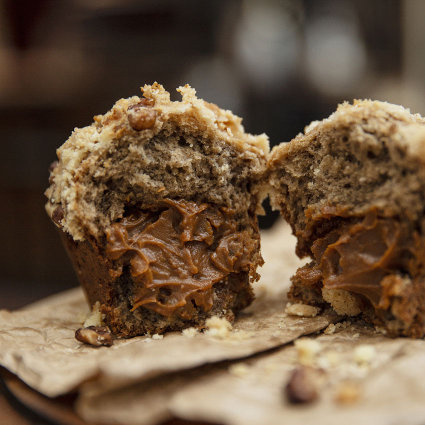 Budín de banana y dulce de leche