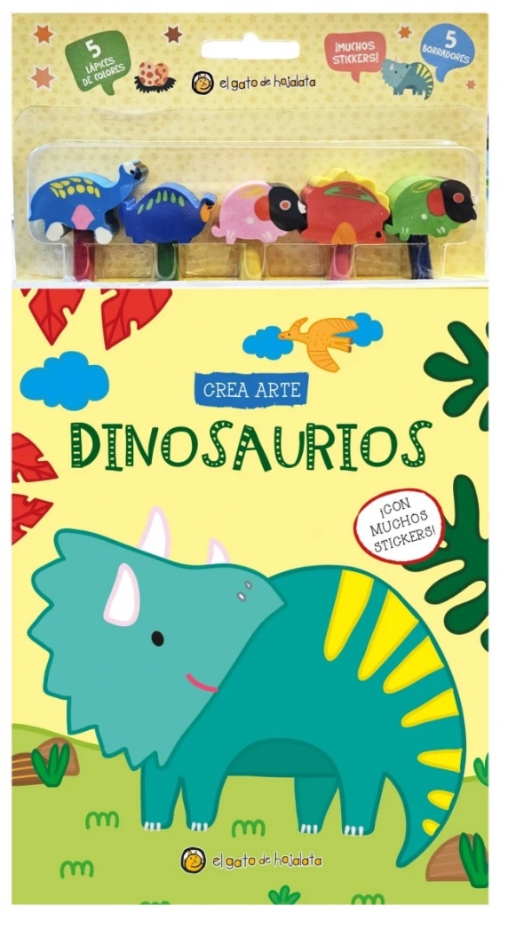 CREA ARTE. LÁPICES, BORRADORES Y STICKERS. DINOSAURIOS
