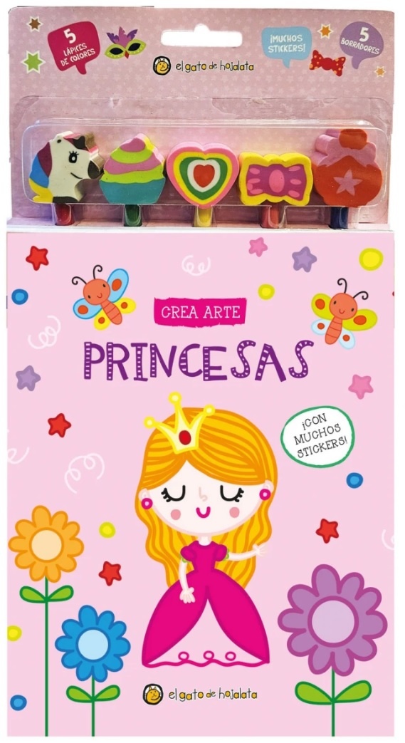 CREA ARTE. LÁPICES, BORRADORES Y STICKERS. PRINCESAS