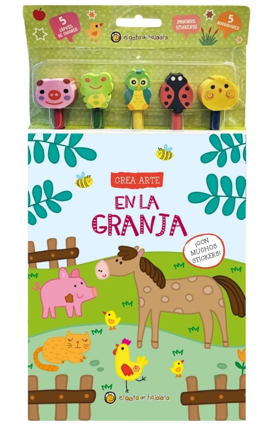 CREA ARTE. LÁPICES, BORRADORES Y STICKERS. EN LA GRANJA