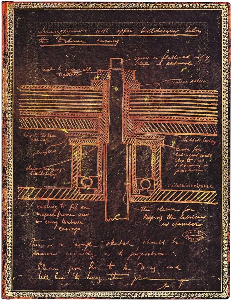 LIBRETA TESLA SKETCH OF A TURBINE - FLEXIS ULTRA TAPA DURA
