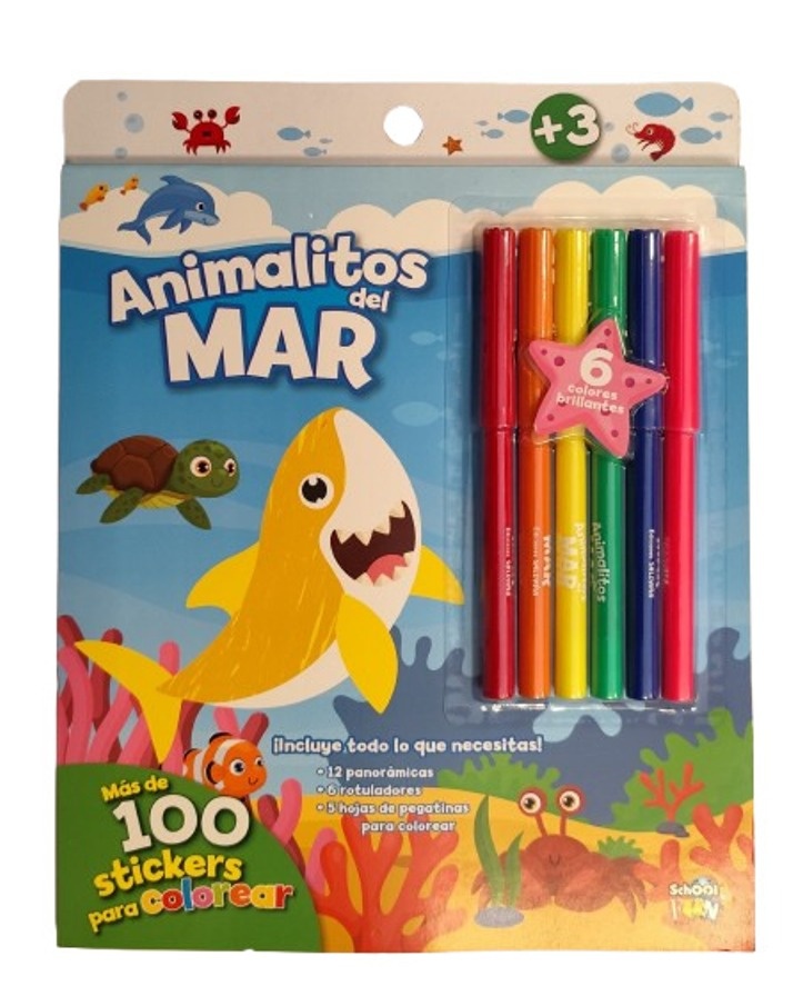 ANIMALITOS DEL MAR - 100 STICKERS COLOREAR