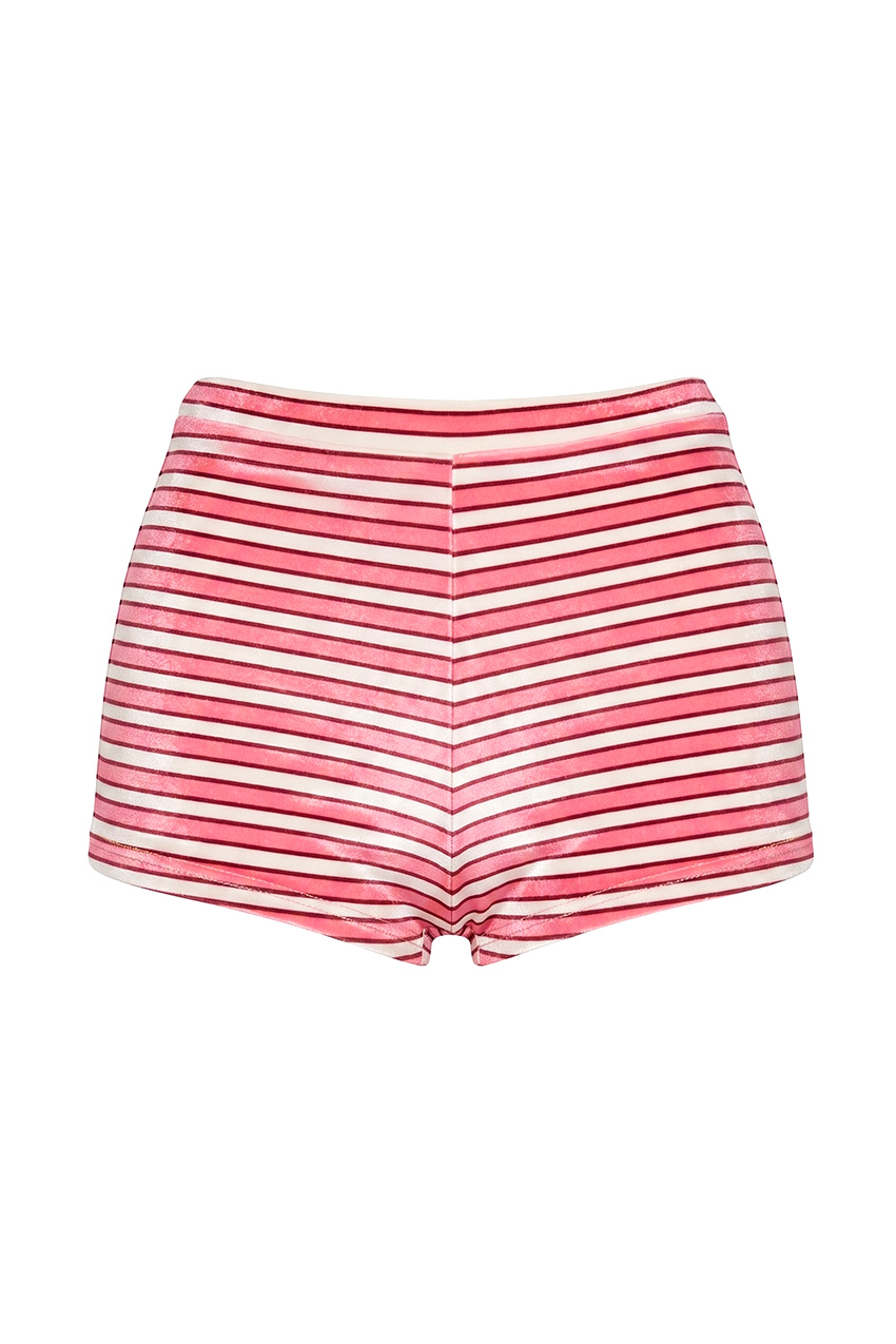 SHORT PIPA VELVET RAYAS ROSA BORDO