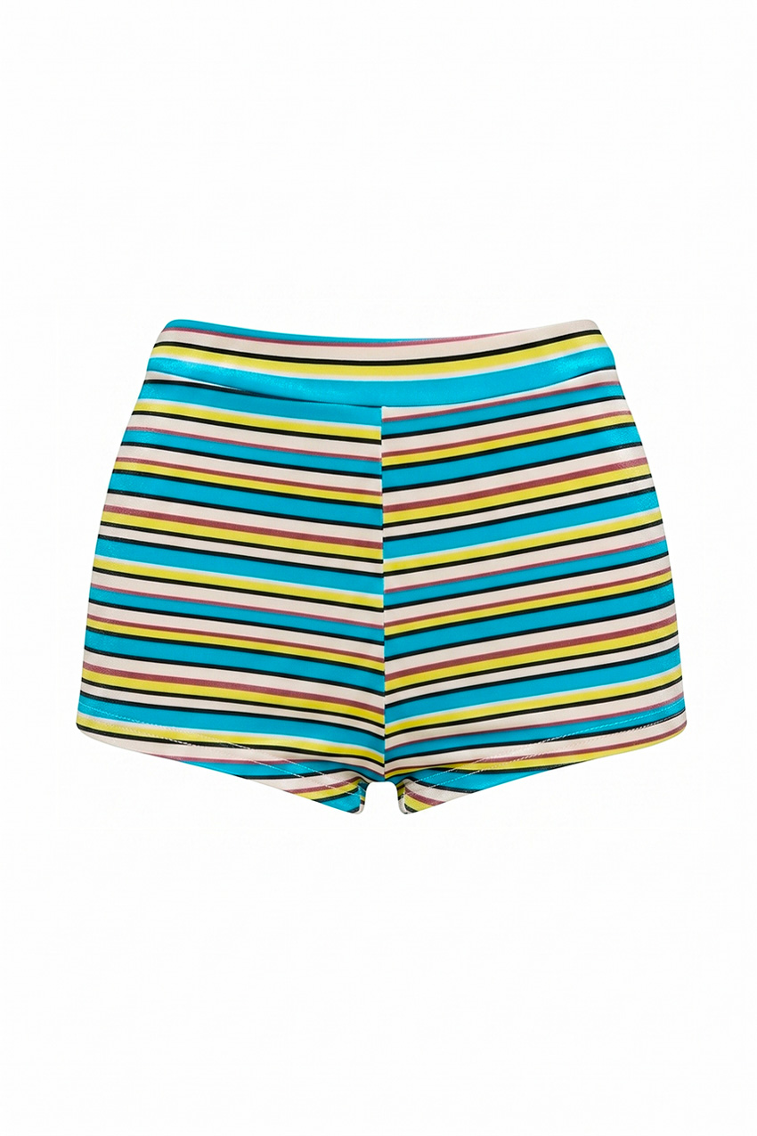 SHORT PIPA VELVET RAYAS TURQUESA