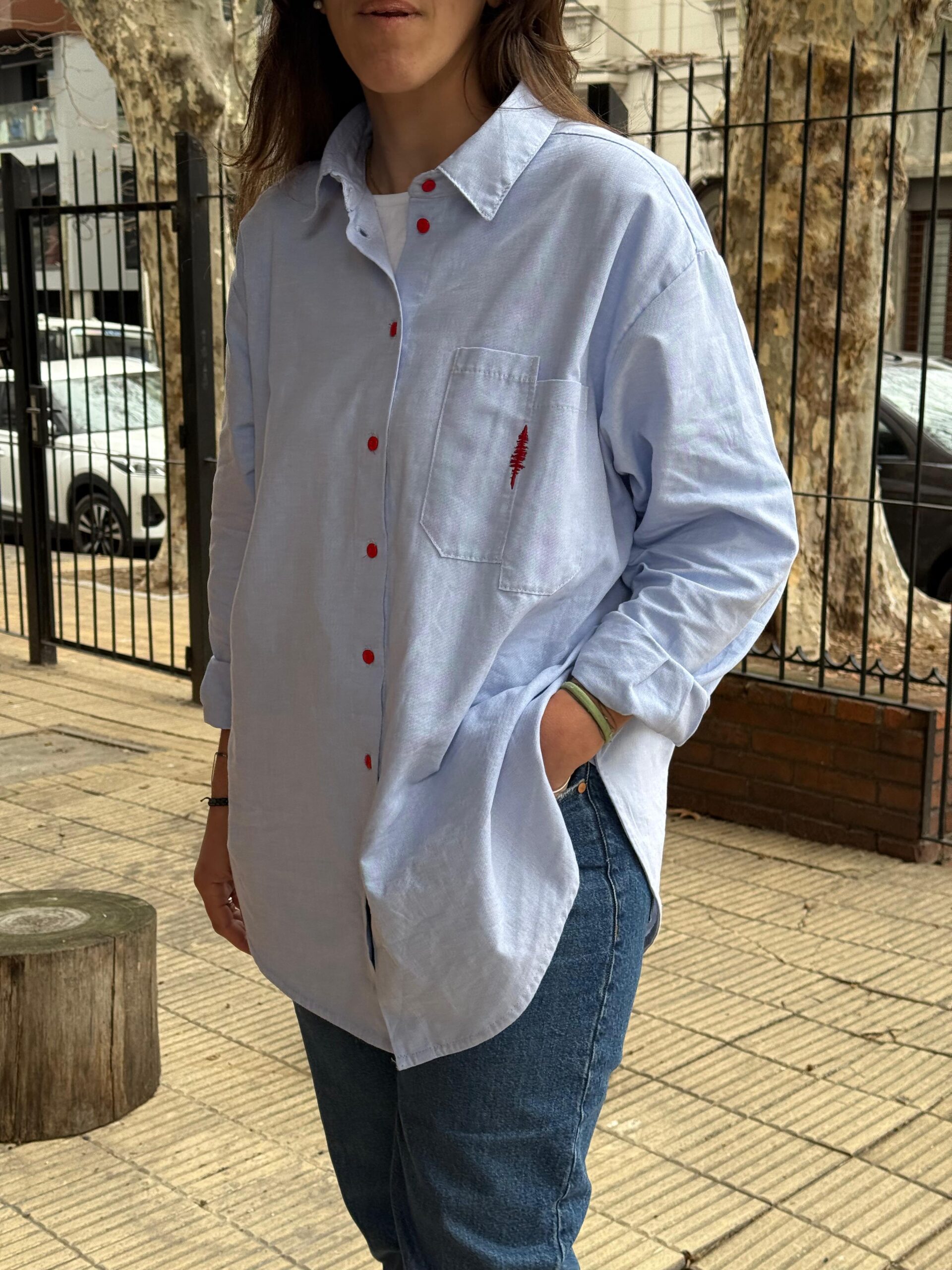 Camisa Oxford Celeste
