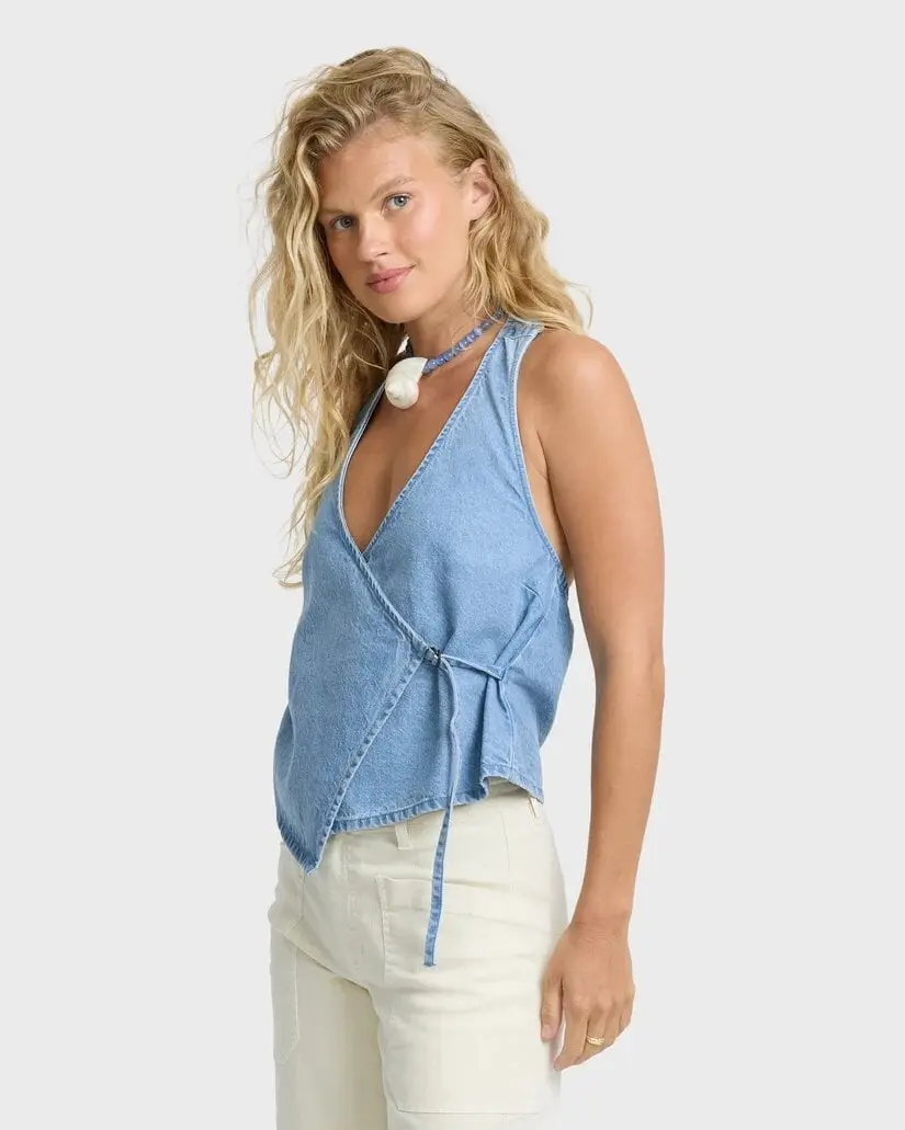 Top Billabong Lyla Saltwashed Halter – Azul