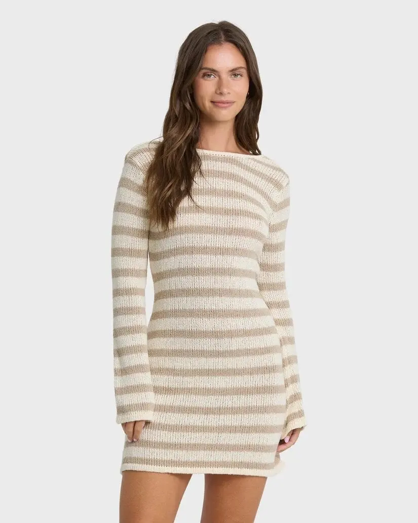 Vestido Billabong Raye LS Mini Dress – Beige