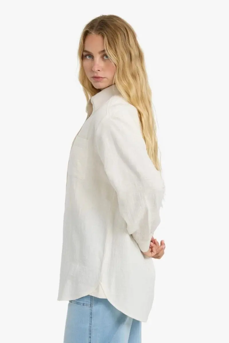 Camisa Billabong Wanderer Solid LS Wvn Top – Beige