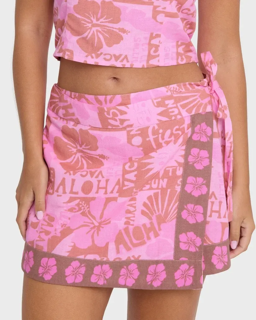 Pollera Billabong Sun Faded YD Wrap Mini Skirt – Rosa