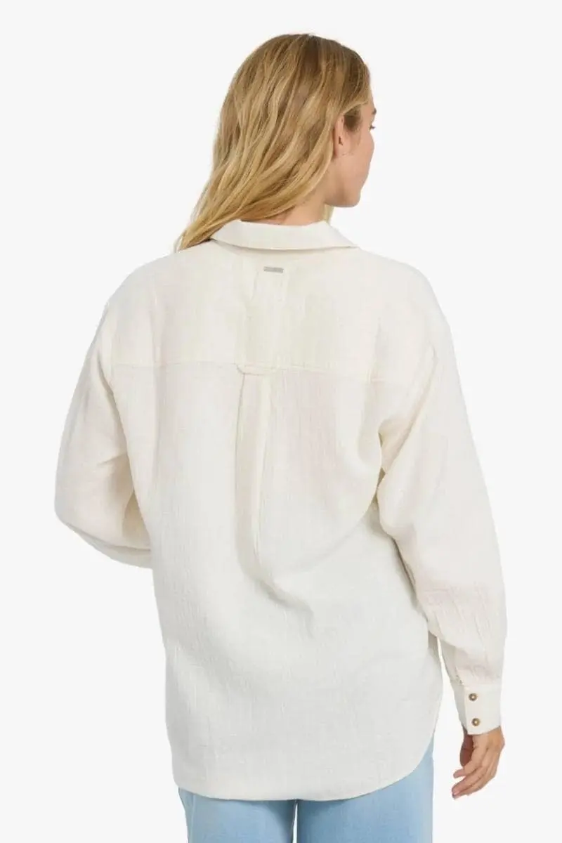 Camisa Billabong Wanderer Solid LS Wvn Top – Beige