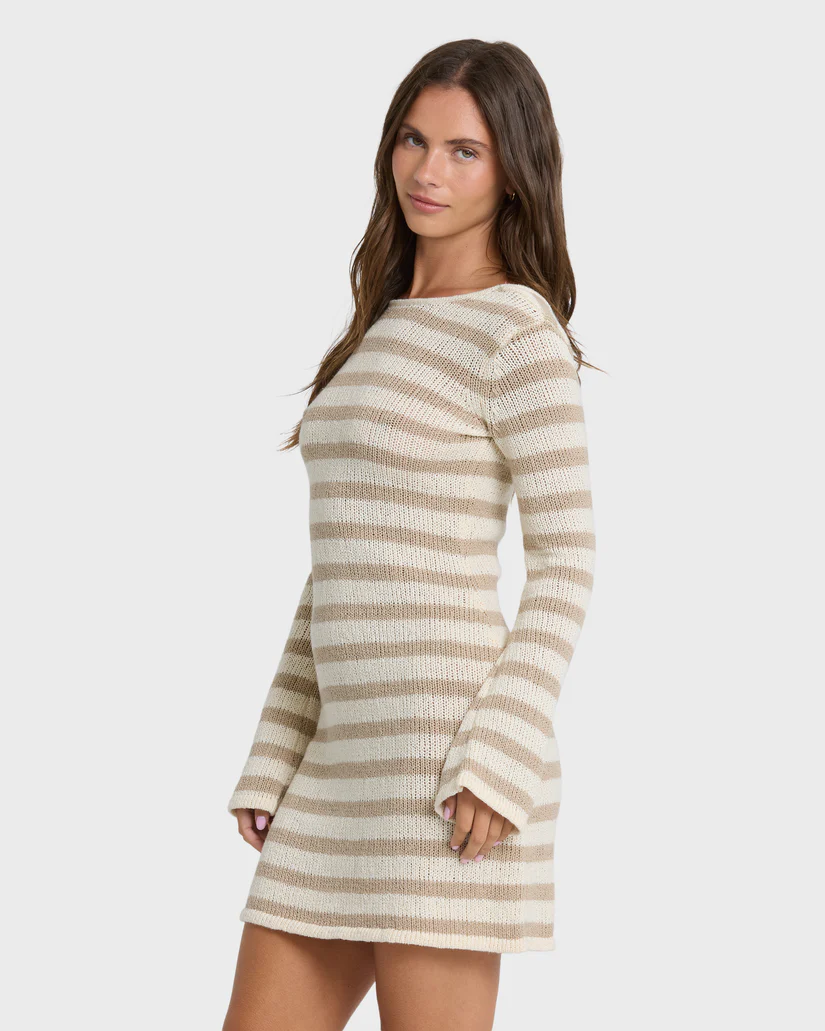 Vestido Billabong Raye LS Mini Dress – Beige