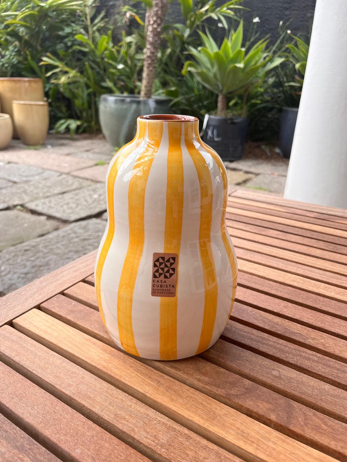 Florero Ondulado Bold Stripe Yellow