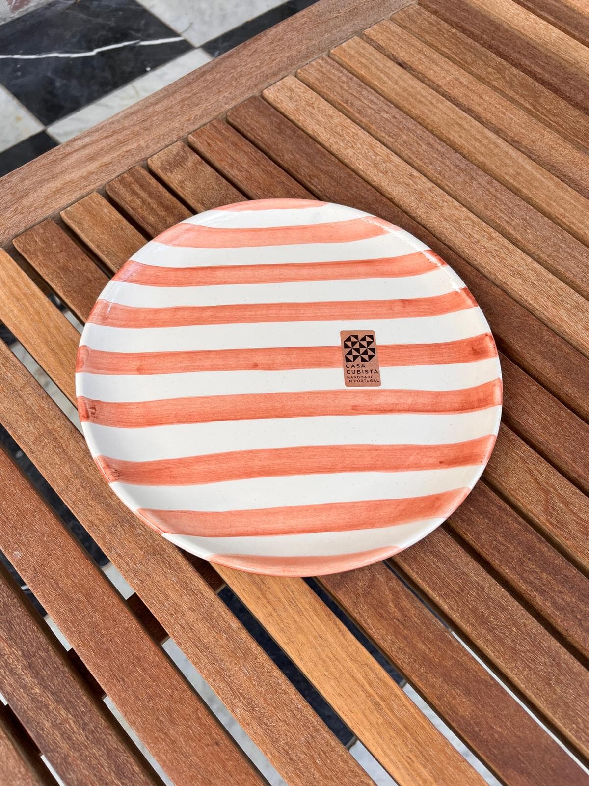 Small Plate Bold Stripe Terracota