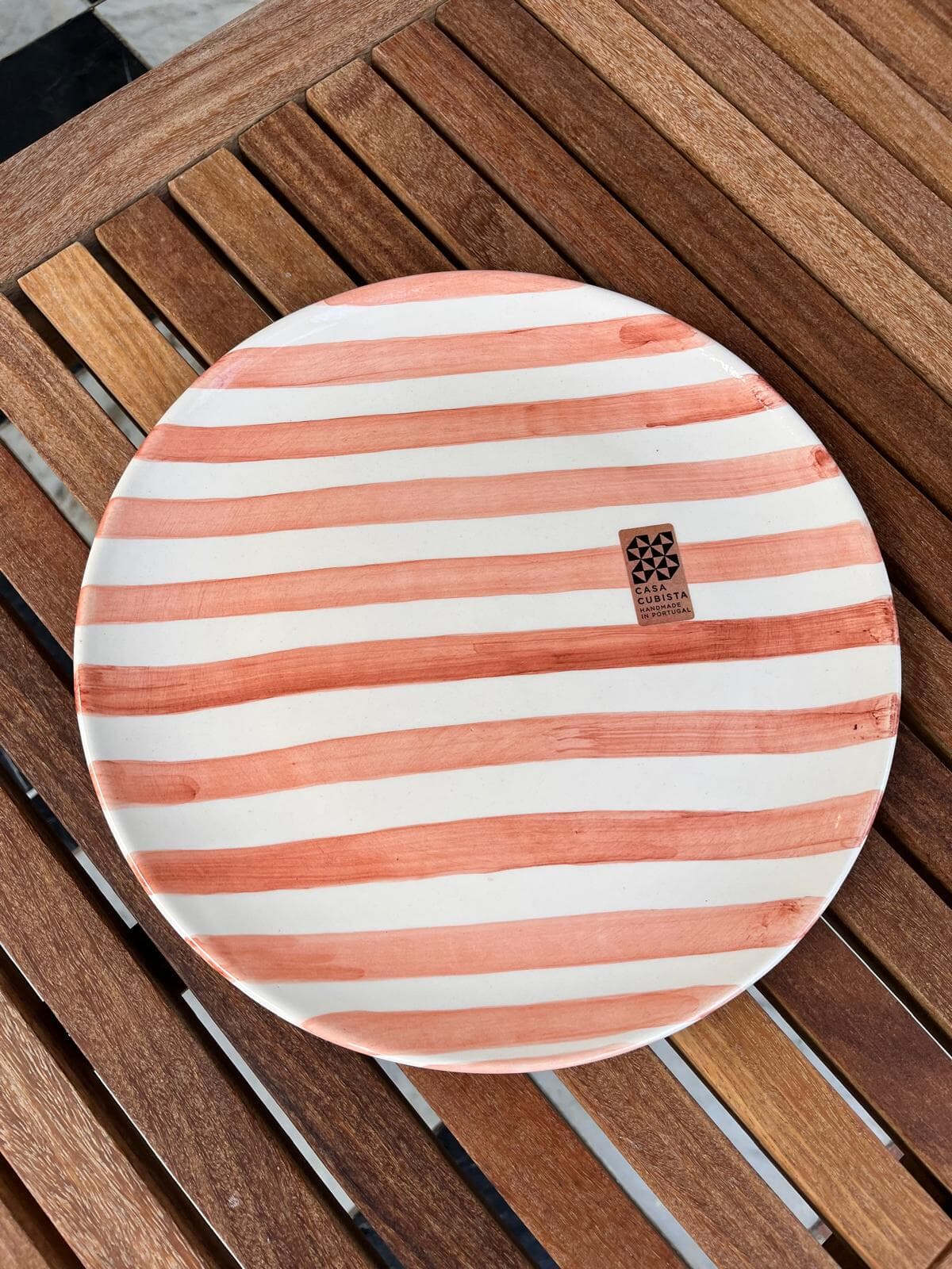 Large Plate Bold Stripe Terracota