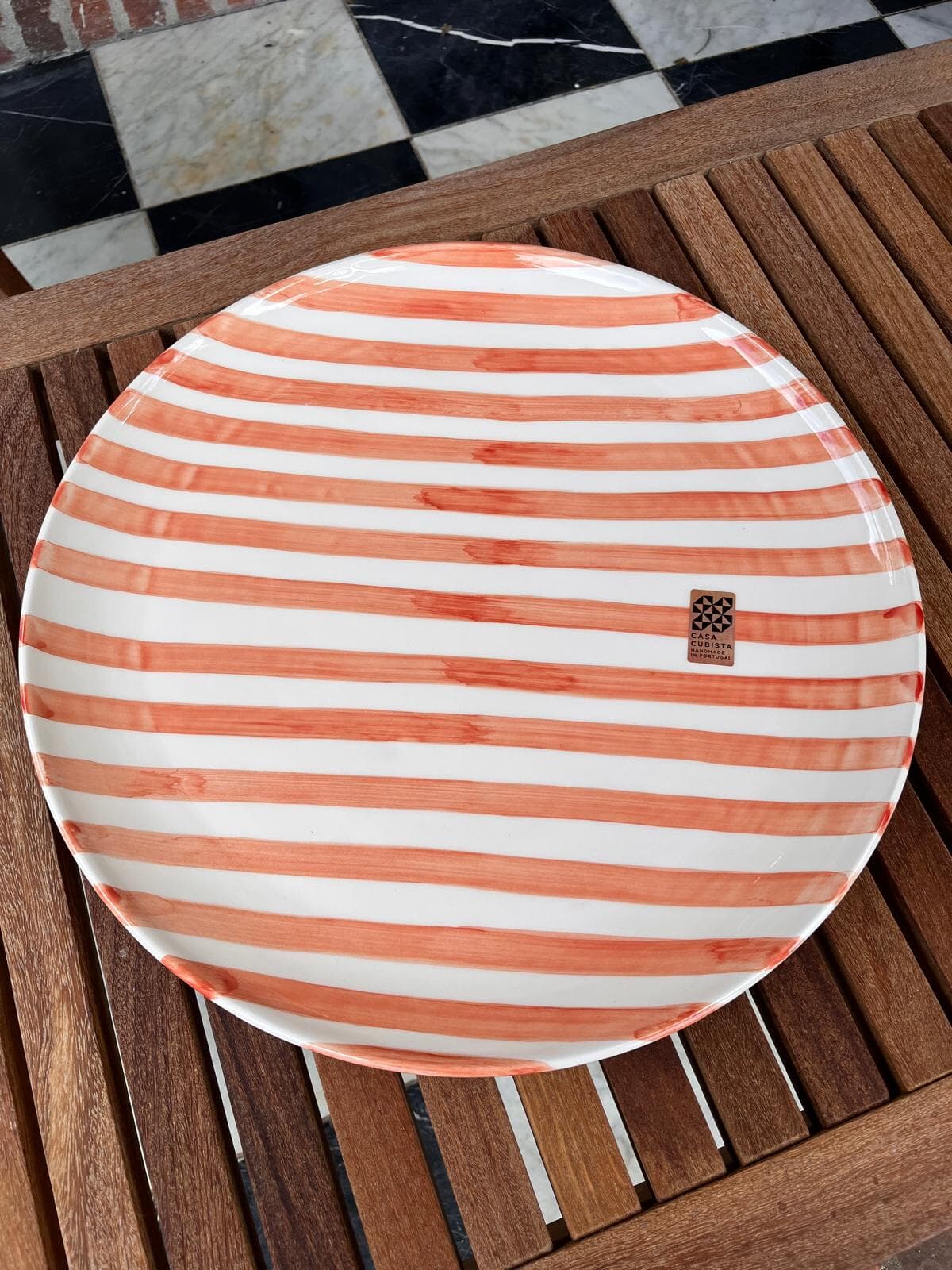 Platter Bold Stripe Terracota