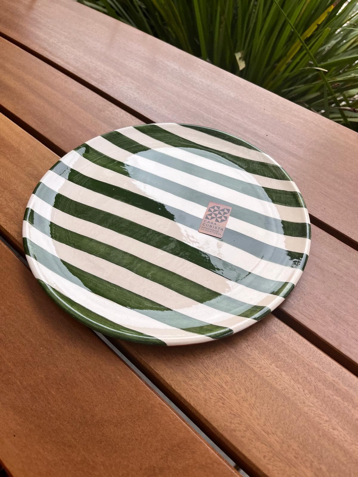 Small Plate Bold Stripe Dark Green