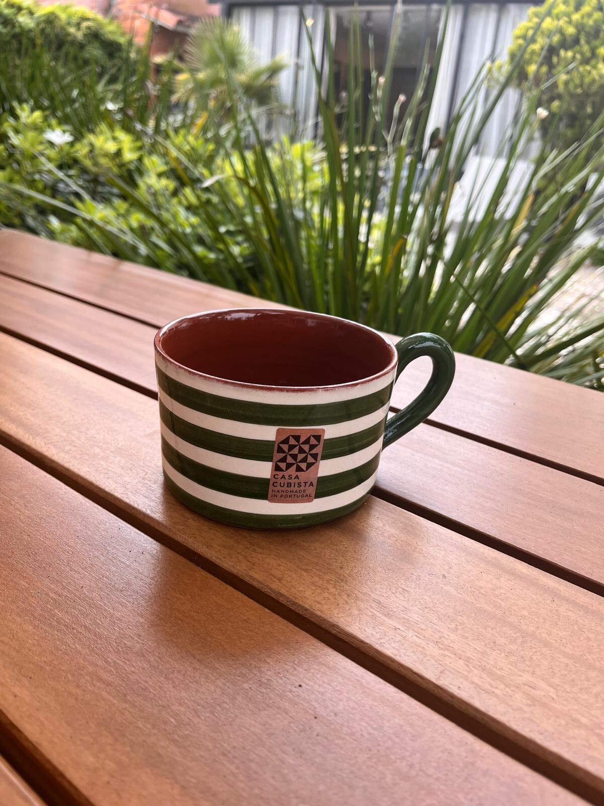 Flat Mug Bold Stripe Horizontal Dark Green