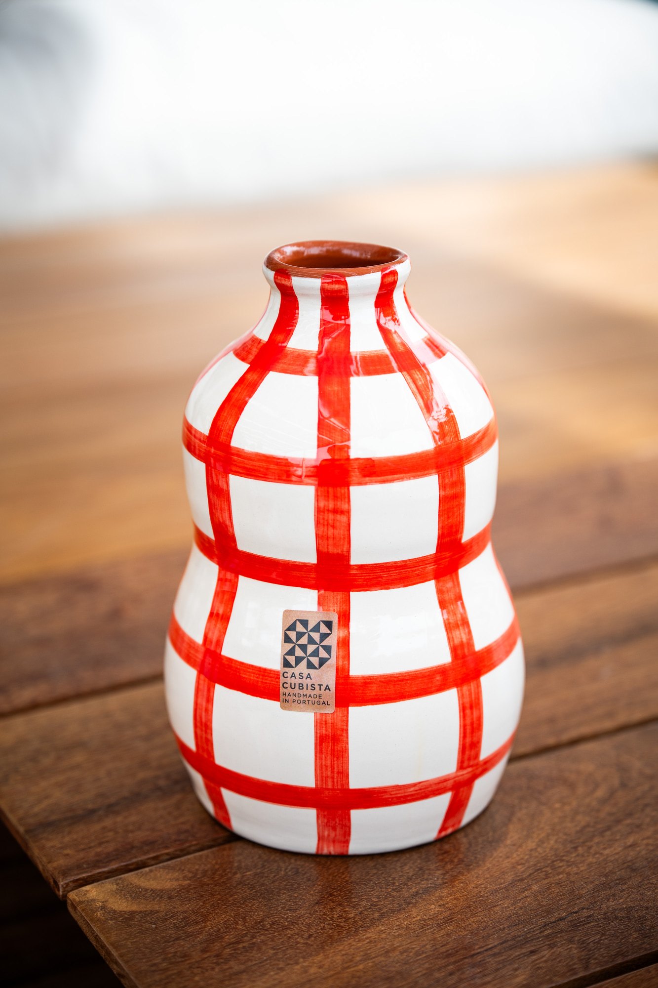 Florero Ondulado Grid Red