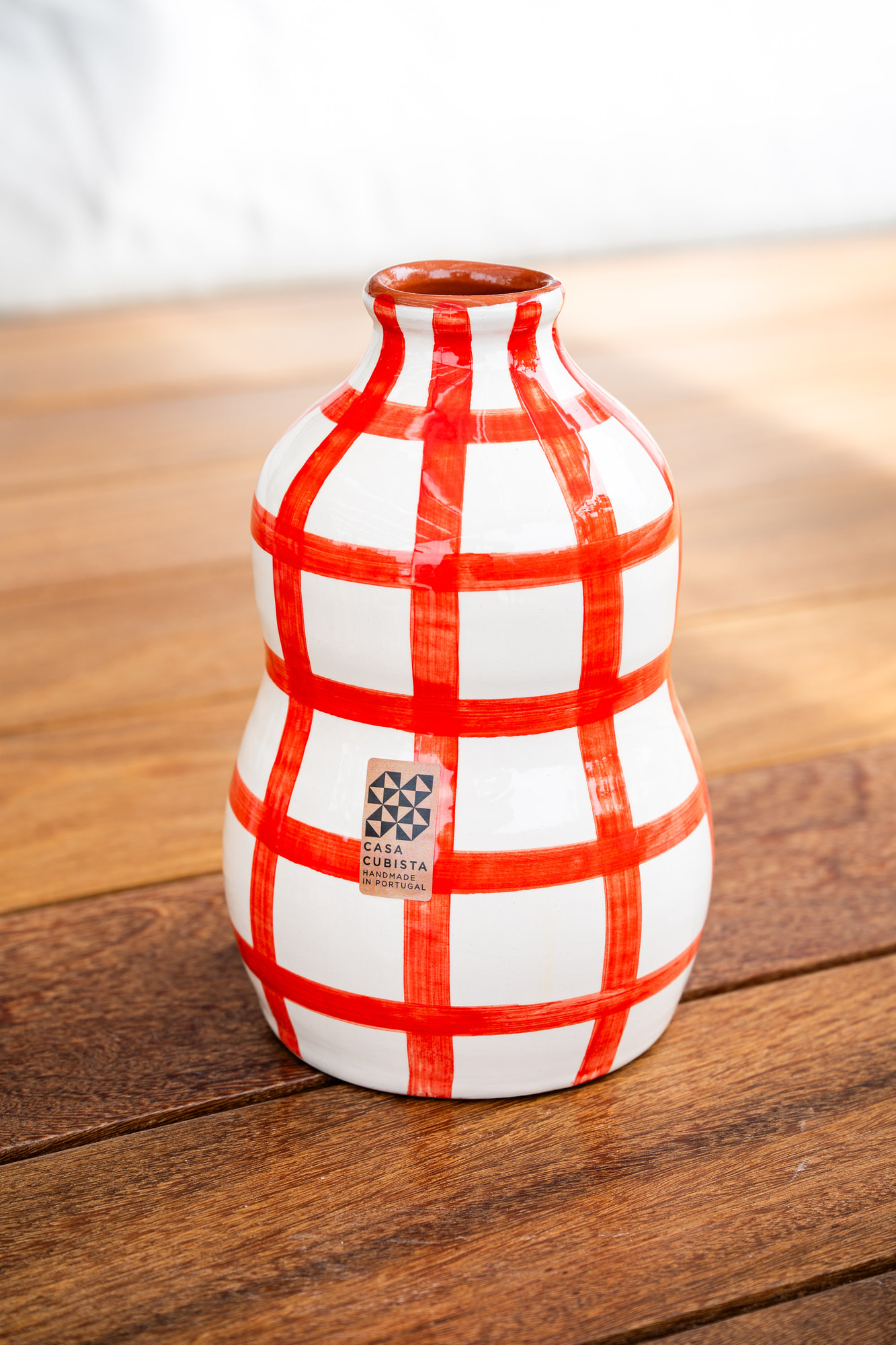 Florero Ondulado Grid Red